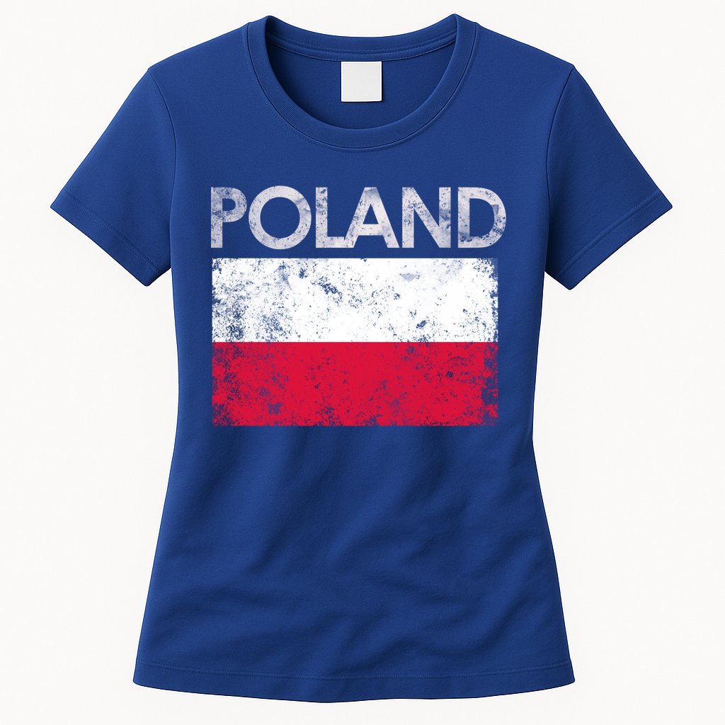 Vintage Poland Polish Flag Pride Gift Womens T-Shirt