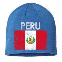 Vintage Peru Peruvian Flag Pride Gift Cool Gift Sustainable Beanie