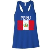 Vintage Peru Peruvian Flag Pride Gift Cool Gift Women's Racerback Tank