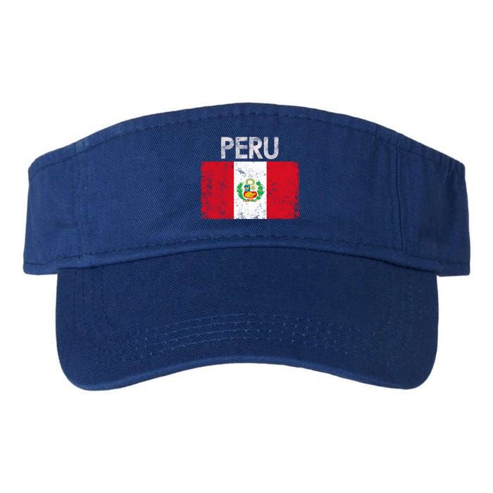 Vintage Peru Peruvian Flag Pride Gift Cool Gift Valucap Bio-Washed Visor