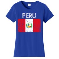 Vintage Peru Peruvian Flag Pride Gift Cool Gift Women's T-Shirt