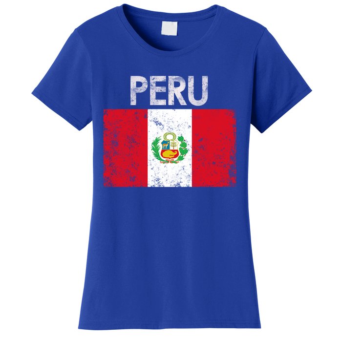 Vintage Peru Peruvian Flag Pride Gift Cool Gift Women's T-Shirt