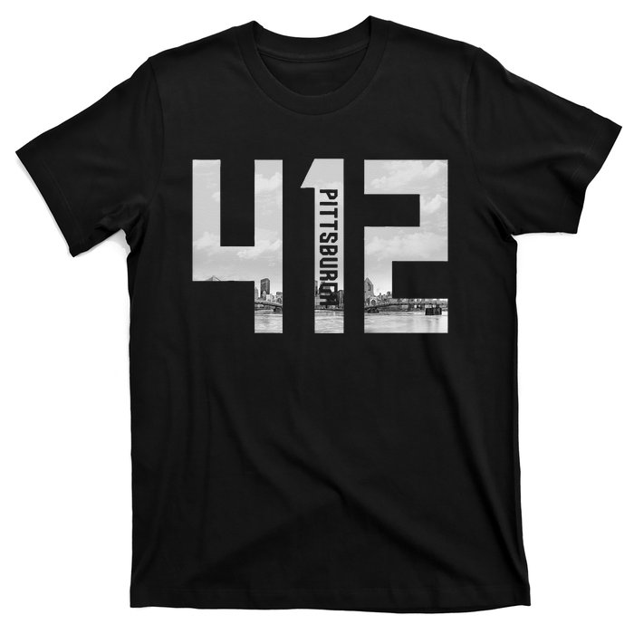 Vintage Pittsburgh Pennsylvania 412 Area Code Skyline T-Shirt