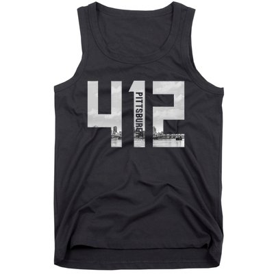 Vintage Pittsburgh Pennsylvania 412 Area Code Skyline Tank Top