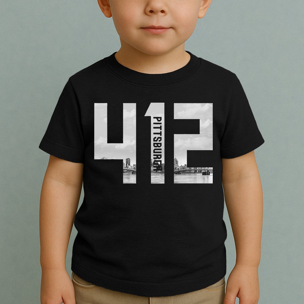 Vintage Pittsburgh Pennsylvania 412 Area Code Skyline Toddler T-Shirt