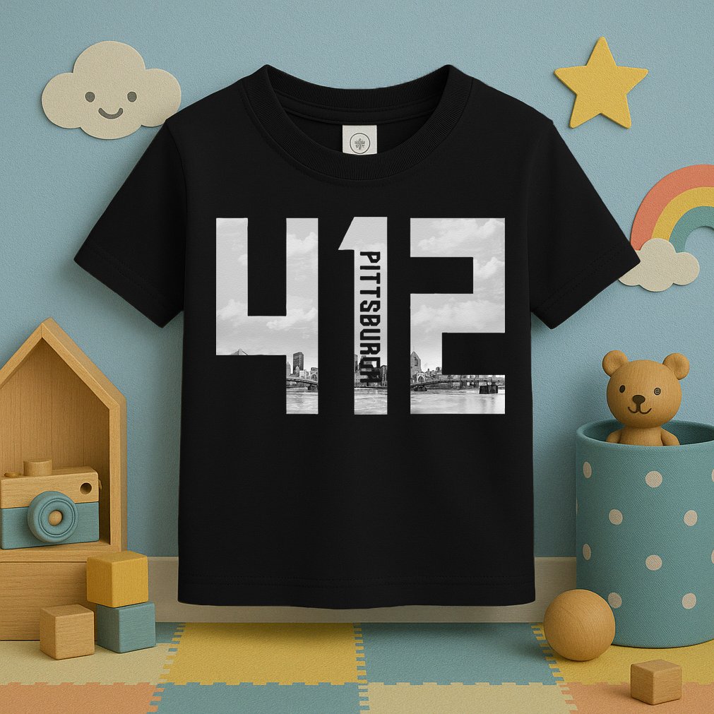 Vintage Pittsburgh Pennsylvania 412 Area Code Skyline Toddler T-Shirt