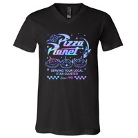 Vintage Pizza Planet Serving Your Local Star Cluster Alien V-Neck T-Shirt