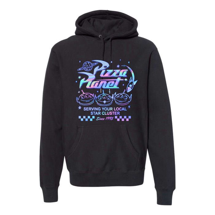 Vintage Pizza Planet Serving Your Local Star Cluster Alien Premium Hoodie