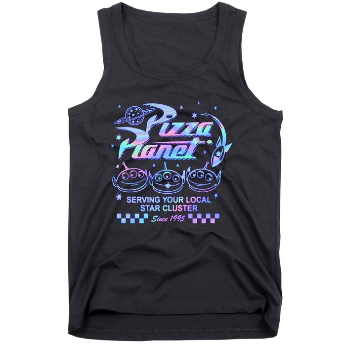 Vintage Pizza Planet Serving Your Local Star Cluster Alien Tank Top