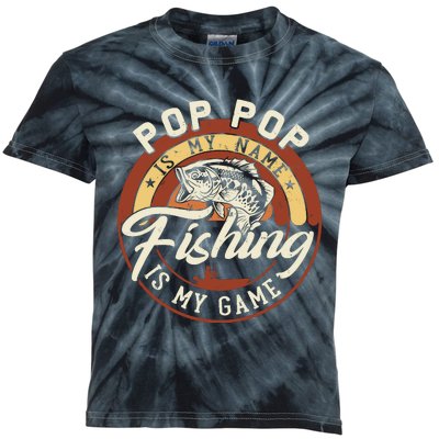 Vintage Pop Pop is My Name Fishing Game Gift For Fathers Day Kids Tie-Dye T-Shirt