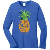 Vintage PSYCH Pineapple of Gus C'mon Son! Crazy Lover Gift Ladies Long Sleeve Shirt