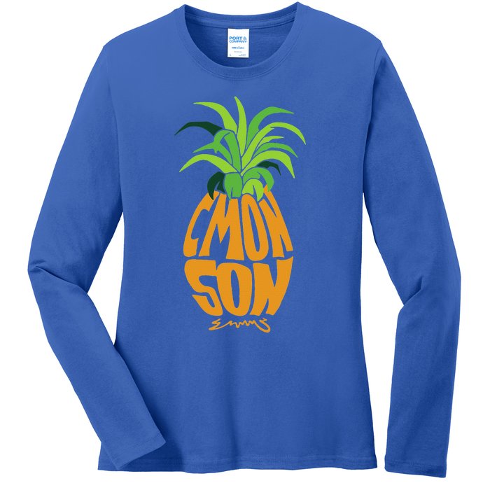 Vintage PSYCH Pineapple of Gus C'mon Son! Crazy Lover Gift Ladies Long Sleeve Shirt