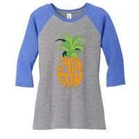 Vintage PSYCH Pineapple of Gus C'mon Son! Crazy Lover Gift Women's Tri-Blend 3/4-Sleeve Raglan Shirt