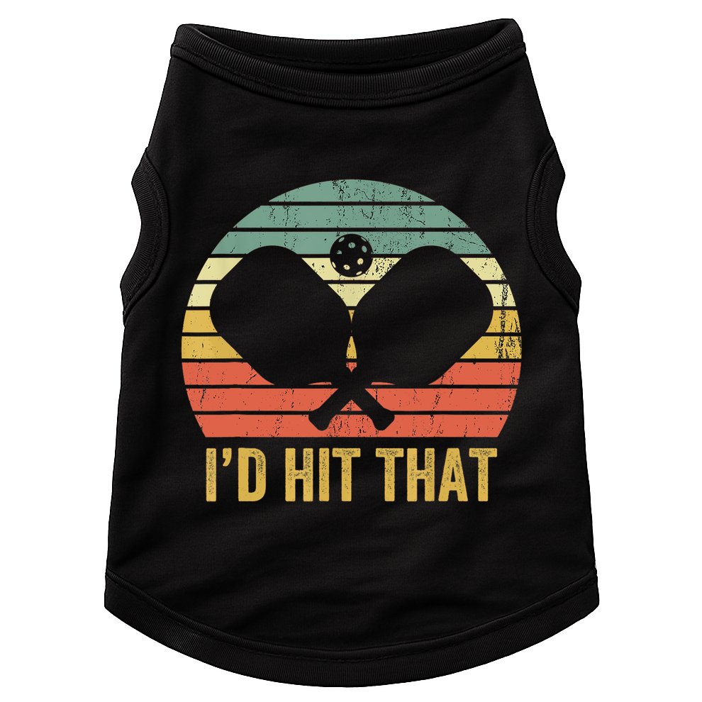 Vintage Pickleball Player Funny I'd Hit That Retro Gift T Doggie Tank