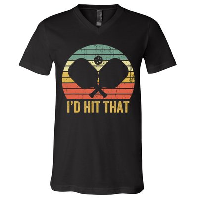 Vintage Pickleball Player Funny I'd Hit That Retro Gift T V-Neck T-Shirt