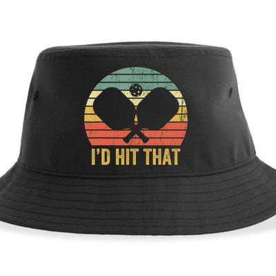 Vintage Pickleball Player Funny I'd Hit That Retro Gift T Sustainable Bucket Hat