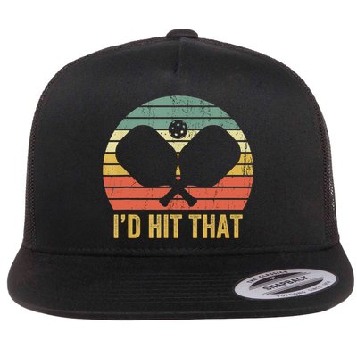Vintage Pickleball Player Funny I'd Hit That Retro Gift T Flatbill Hat