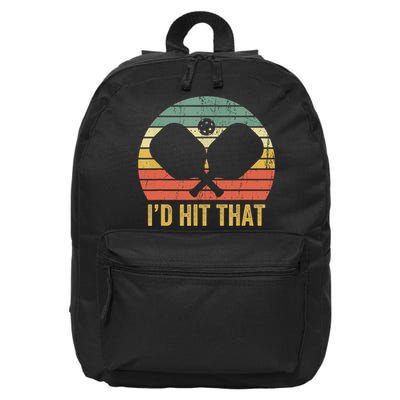 Vintage Pickleball Player Funny I'd Hit That Retro Gift T 16 in Basic Backpack