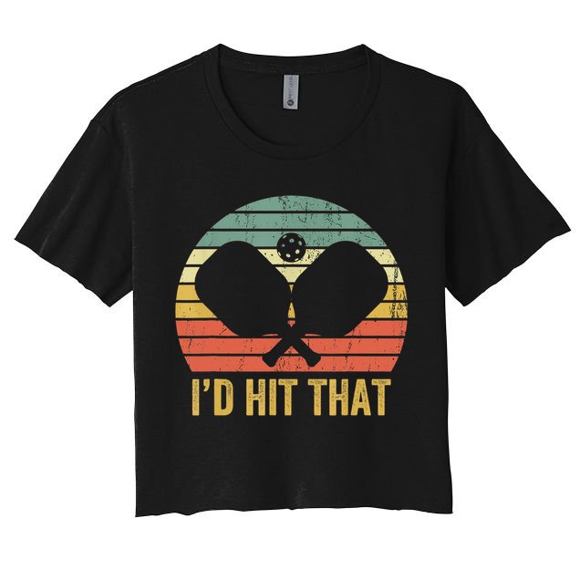 Vintage Pickleball Player Funny I'd Hit That Retro Gift T Crop Top