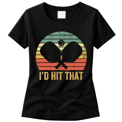 Vintage Pickleball Player Funny I'd Hit That Retro Gift T Womens T-Shirt