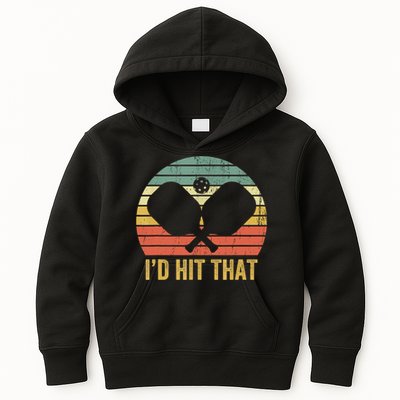 Vintage Pickleball Player Funny I'd Hit That Retro Gift T Kids Hoodie