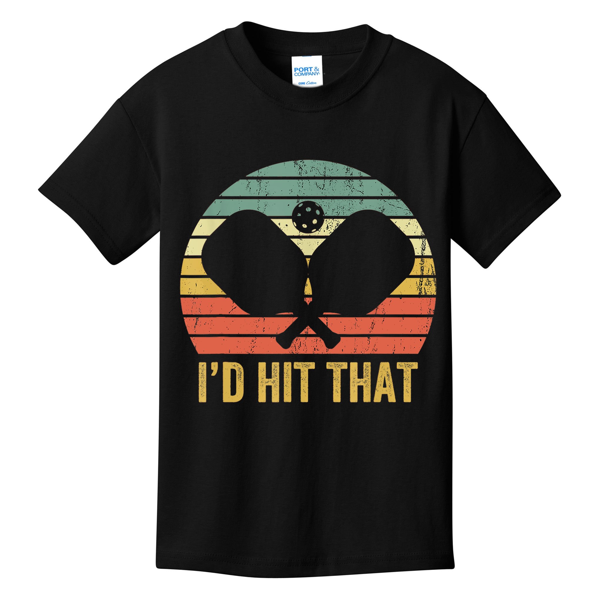 Vintage Pickleball Player Funny I'd Hit That Retro Gift T Kids T-Shirt
