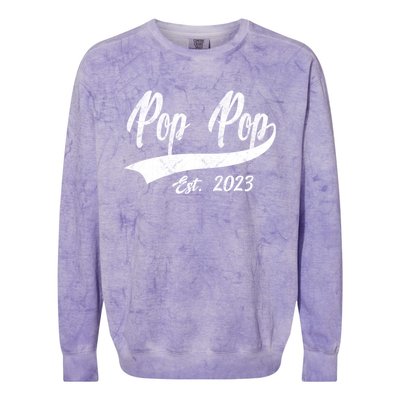 Vintage Pop Pop Est 2023 Fathers Day Dad Grandpa Gift Colorblast Crewneck Sweatshirt