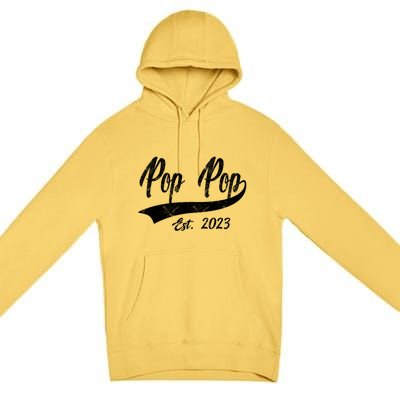 Vintage Pop Pop Est 2023 Fathers Day Dad Grandpa Gift Premium Pullover Hoodie