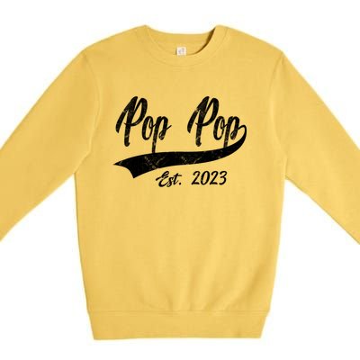 Vintage Pop Pop Est 2023 Fathers Day Dad Grandpa Gift Premium Crewneck Sweatshirt