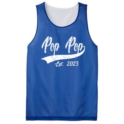 Vintage Pop Pop Est 2023 Fathers Day Dad Grandpa Gift Mesh Reversible Basketball Jersey Tank