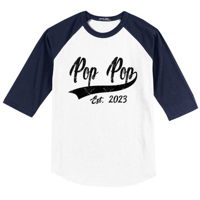 Vintage Pop Pop Est 2023 Fathers Day Dad Grandpa Gift Baseball Sleeve Shirt