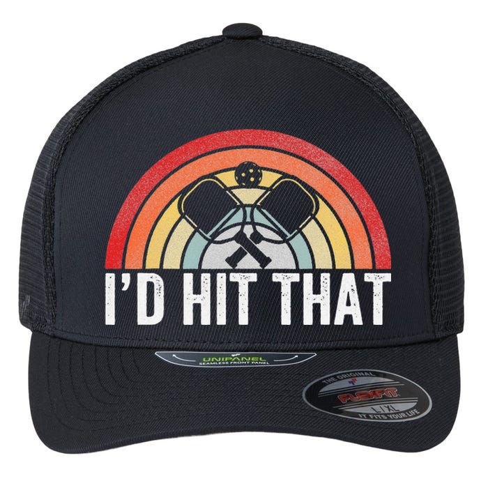 Vintage Pickleball Player Funny I'd Hit That Retro Gift Flexfit Unipanel Trucker Cap