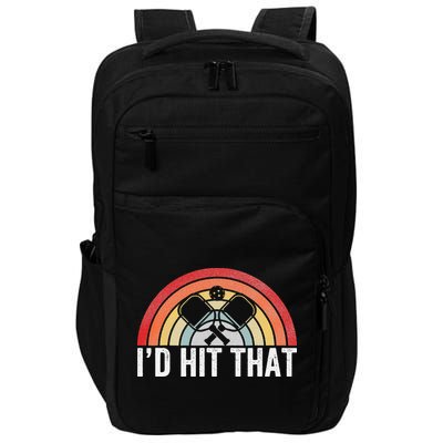 Vintage Pickleball Player Funny I'd Hit That Retro Gift Impact Tech Backpack