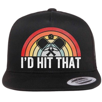 Vintage Pickleball Player Funny I'd Hit That Retro Gift Flatbill Hat