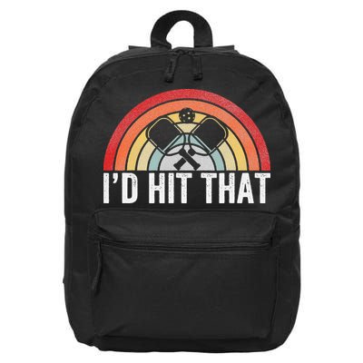 Vintage Pickleball Player Funny I'd Hit That Retro Gift 16 in Basic Backpack