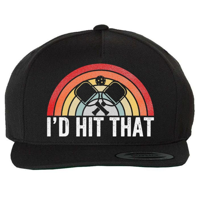 Vintage Pickleball Player Funny I'd Hit That Retro Gift Wool Snapback Cap