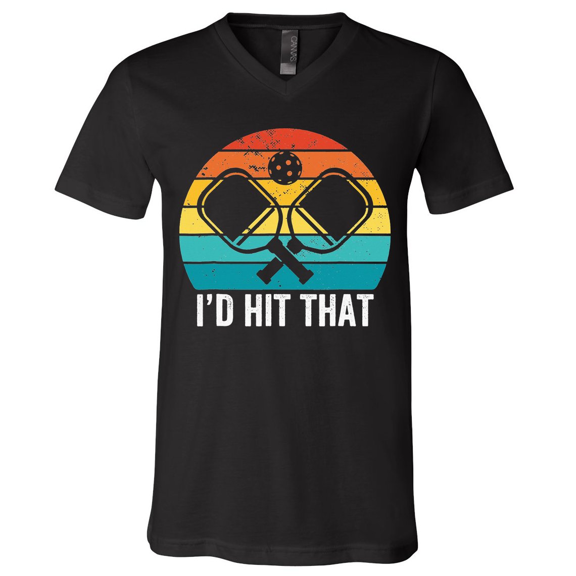 Vintage Pickleball Player Funny I'd Hit That Retro Gift V-Neck T-Shirt