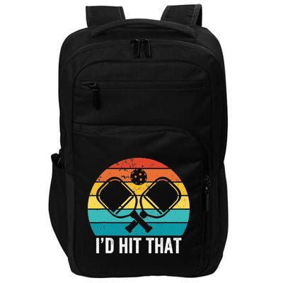 Vintage Pickleball Player Funny I'd Hit That Retro Gift Impact Tech Backpack