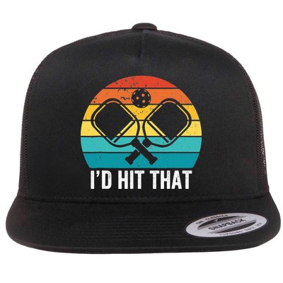 Vintage Pickleball Player Funny I'd Hit That Retro Gift Flatbill Hat