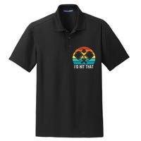 Vintage Pickleball Player Funny I'd Hit That Retro Gift Dry Zone Grid Polo