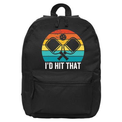 Vintage Pickleball Player Funny I'd Hit That Retro Gift 16 in Basic Backpack