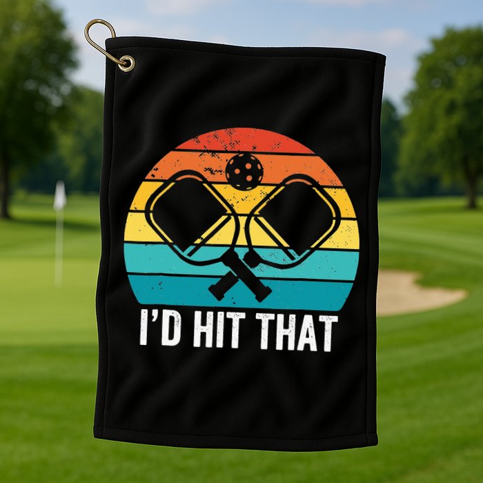 Vintage Pickleball Player Funny I'd Hit That Retro Gift Golf Towel