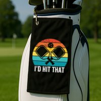 Vintage Pickleball Player Funny I'd Hit That Retro Gift Golf Towel