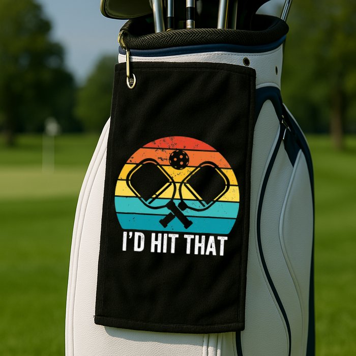 Vintage Pickleball Player Funny I'd Hit That Retro Gift Golf Towel