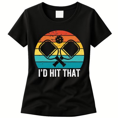 Vintage Pickleball Player Funny I'd Hit That Retro Gift Womens T-Shirt