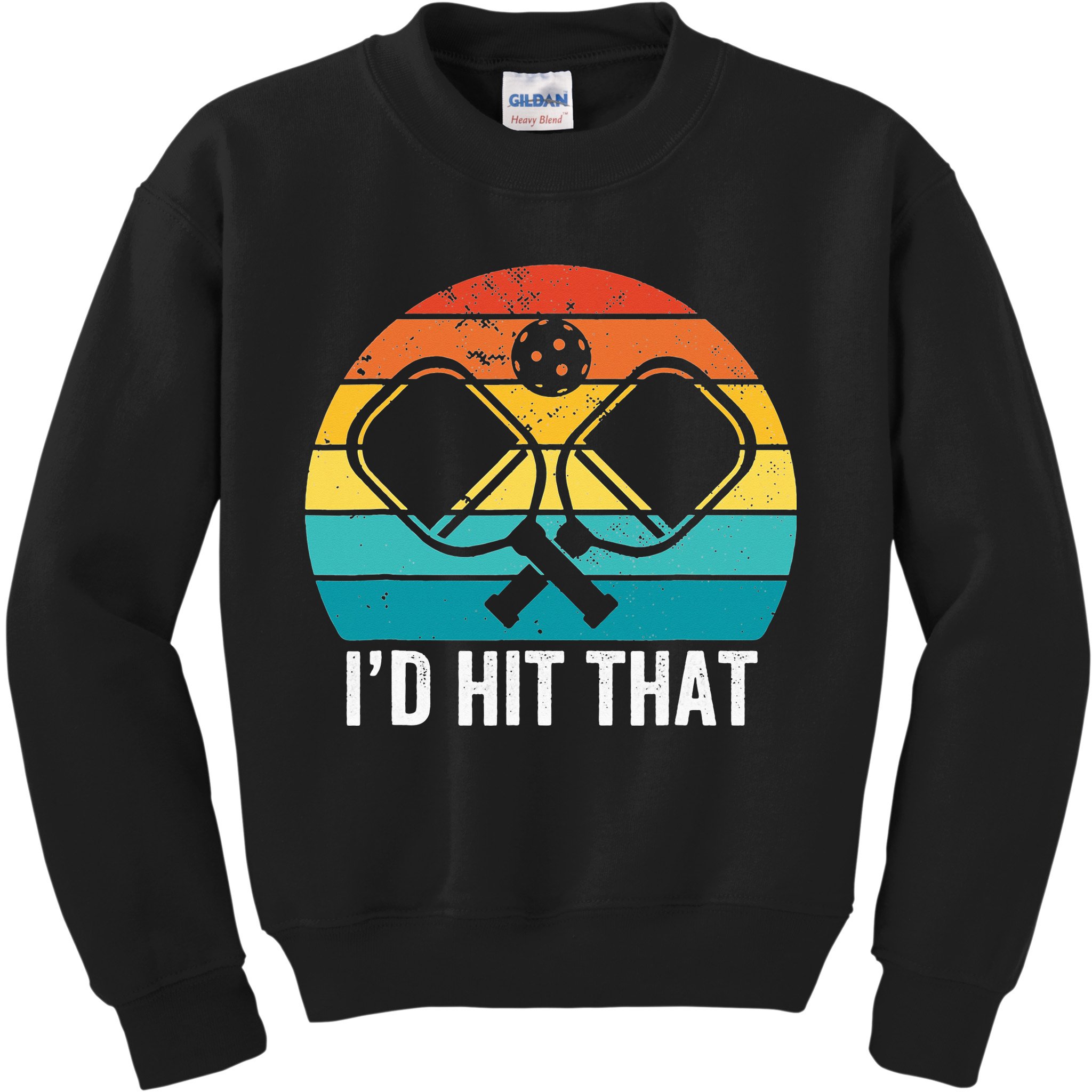 Vintage Pickleball Player Funny I'd Hit That Retro Gift Kids Sweatshirt