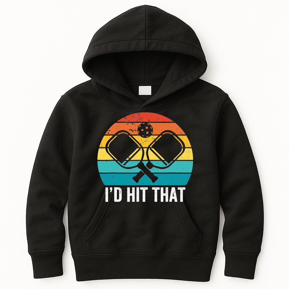 Vintage Pickleball Player Funny I'd Hit That Retro Gift Kids Hoodie