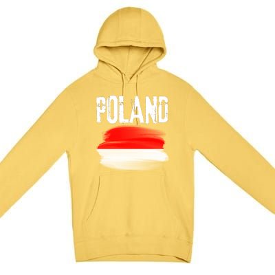 Vintage Poland Polska Polish Flag Souvenir Gift Premium Pullover Hoodie