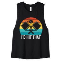 Vintage Pickleball Player Funny I'd Hit That Retro Gift Women's Racerback Cropped Tank