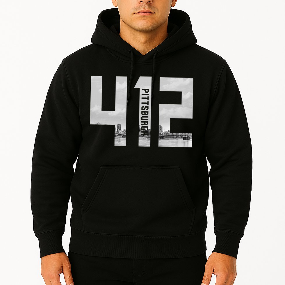 Vintage Pittsburgh Pennsylvania 412 Area Code Skyline Hoodie